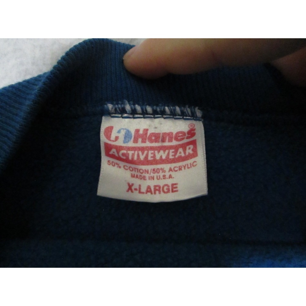 Vintage 90s Sweater Mens Extra Large Blue‎ Blank Raglan Crewneck Hanes USA Made - Picture 3 of 7